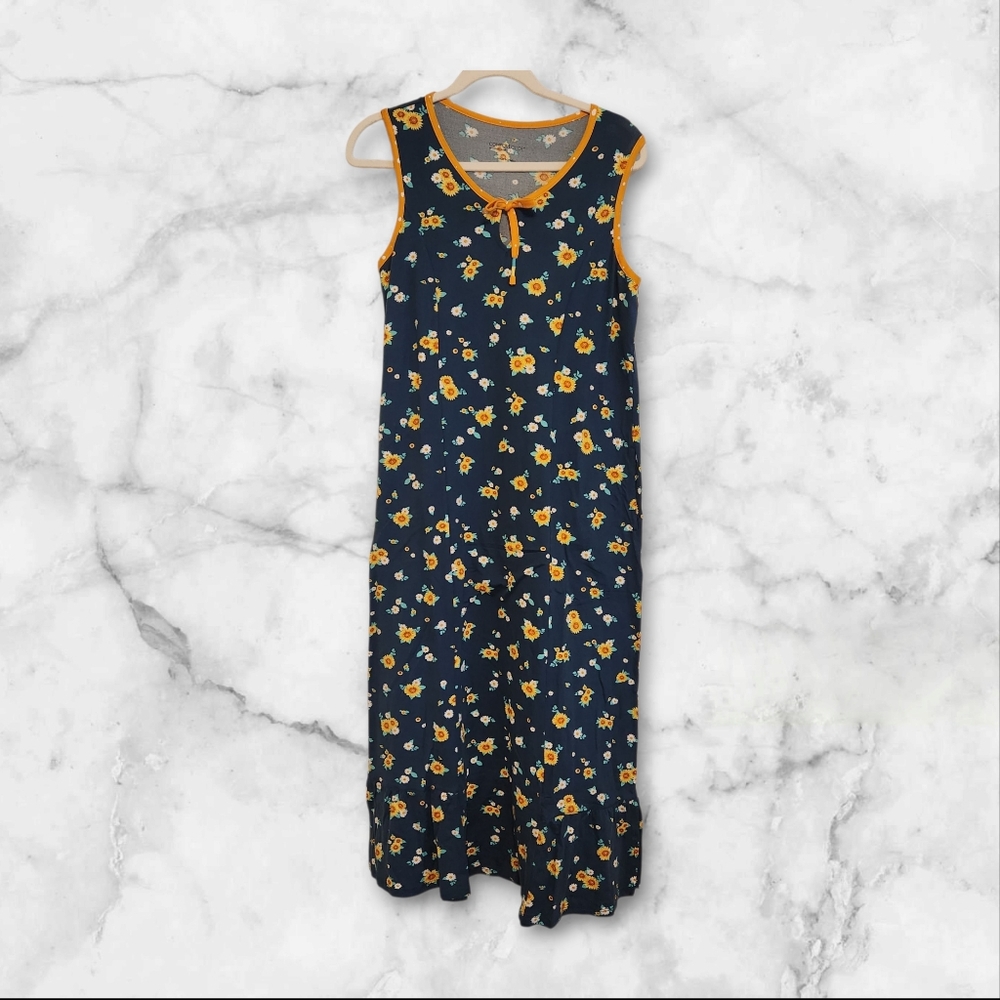 Cuddl Duds Comfort Code Soft & Light Sleeveless Maxi Gown Small QVC New Sunflowe
